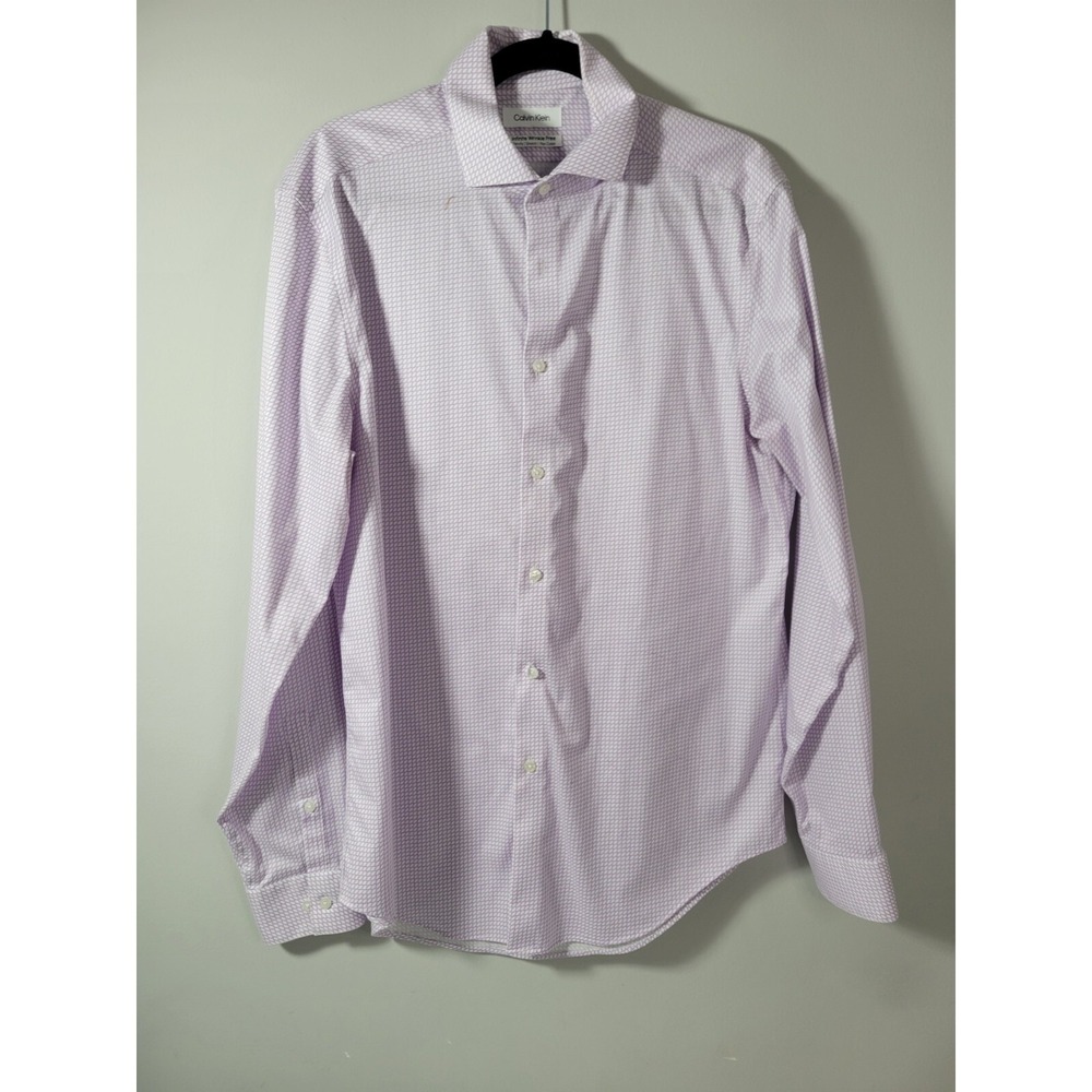 Calvin Klein‎ Shirt Mens Size L Button Down Slim Fit Long Sleeve, Purple